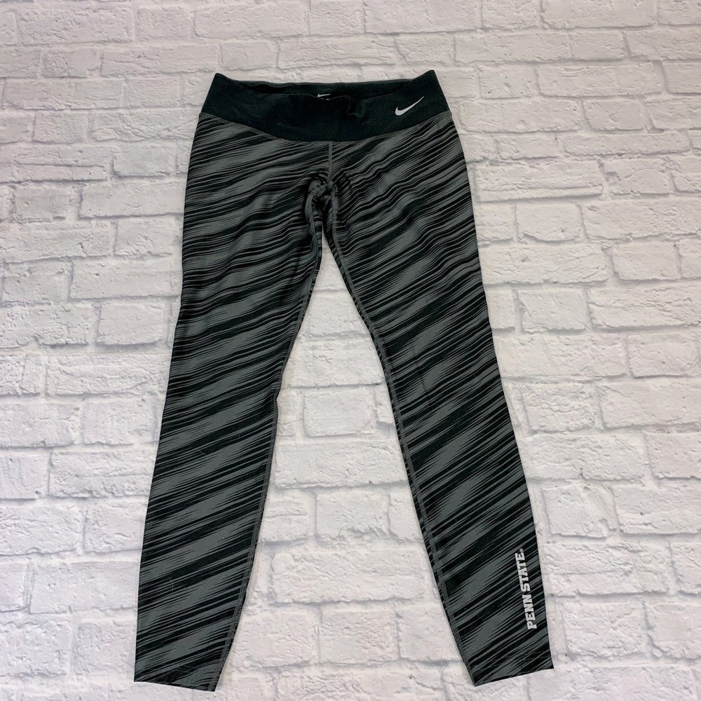 Nike Dri Fit Leggings Black Gray Medium Penn State PSU